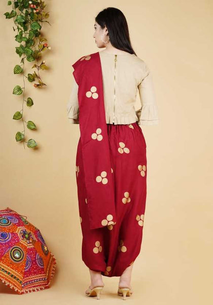 Printed Dhoti Saree Set vitansethnics