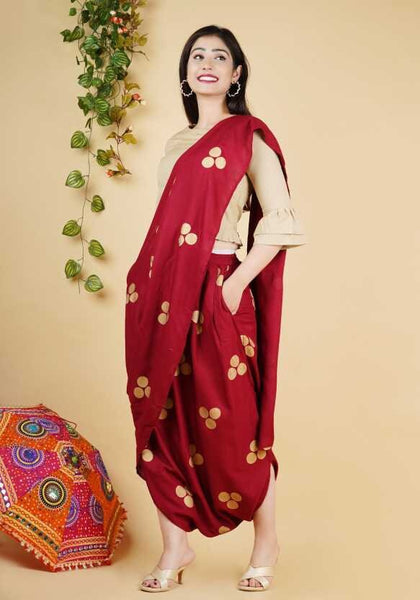 Printed Dhoti Saree Set vitansethnics
