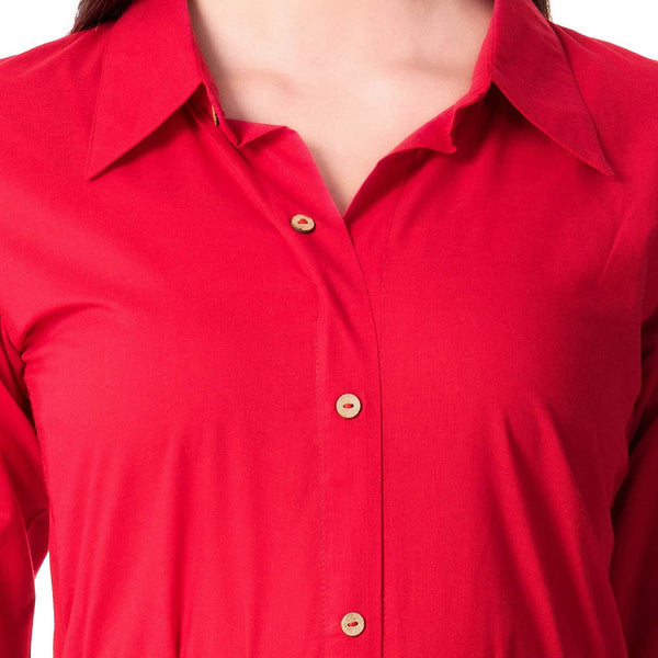 Red & Black Solid Shirt with Printed Skirt vitansethnics