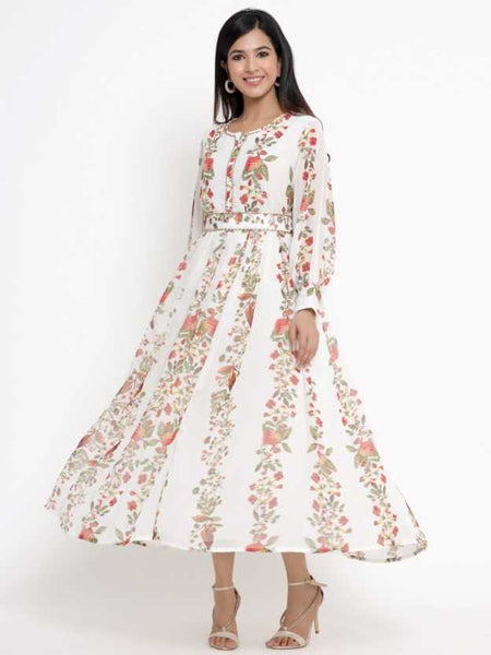 Floral Print Anarkali Maxi Dress VitansEthnics