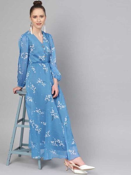 Floral Print Maxi Dress vitansethnics