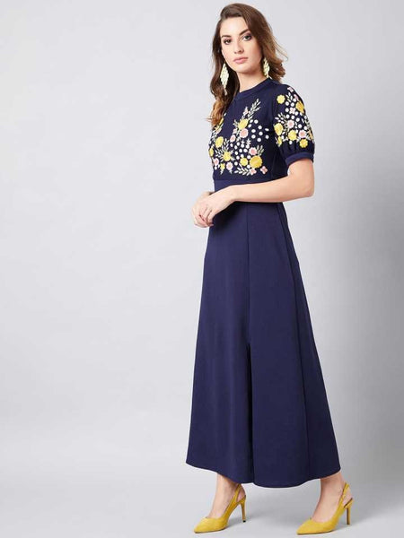 Floral Embroidered Maxi Dress vitansethnics