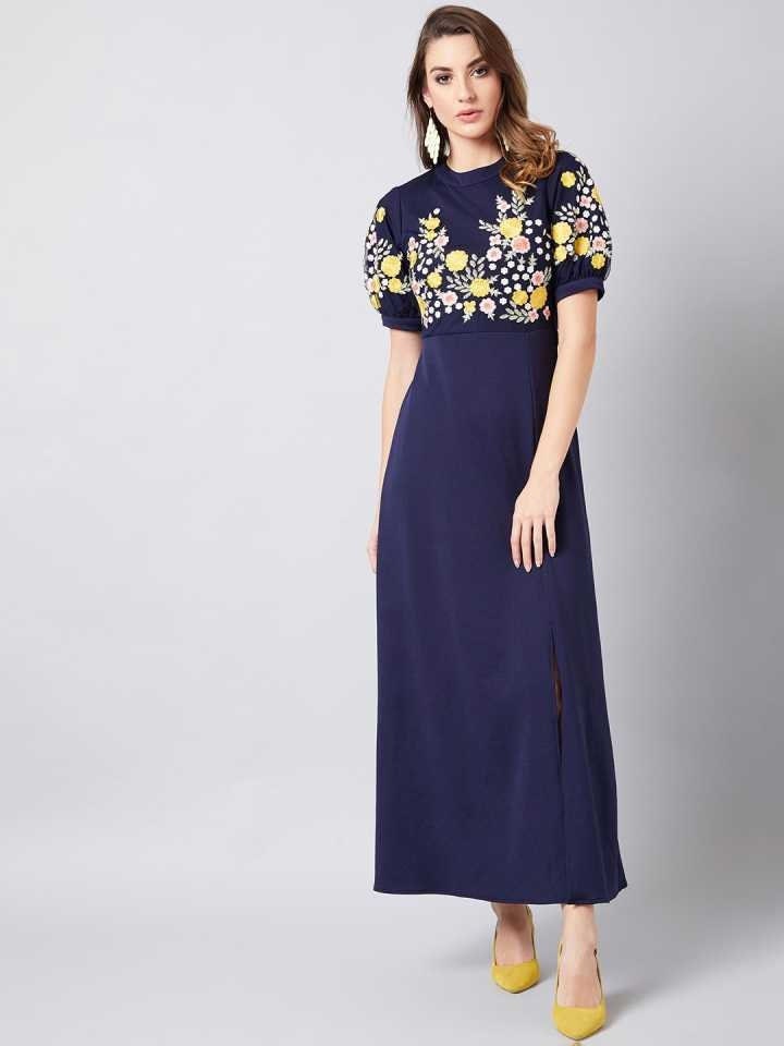 Floral Embroidered Maxi Dress vitansethnics