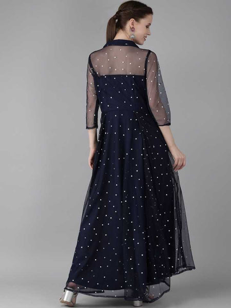 Polka Dot Printed Maxi Dress vitansethnics