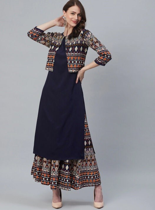 Kurti With Palazzo And Jacket Set vitansethnics