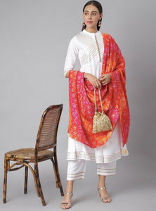 White Yoke Design Gotta Patti Kurta With Palazzos & Dupatta vitansethnics