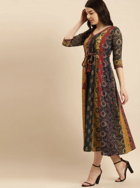 Traditional Print Indian Anarkali Dress VitansEthnics