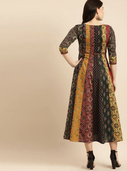 Traditional Print Indian Anarkali Dress VitansEthnics
