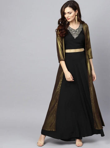 Indian Crop Top With Skirt And Jacket Set VitansEthnics