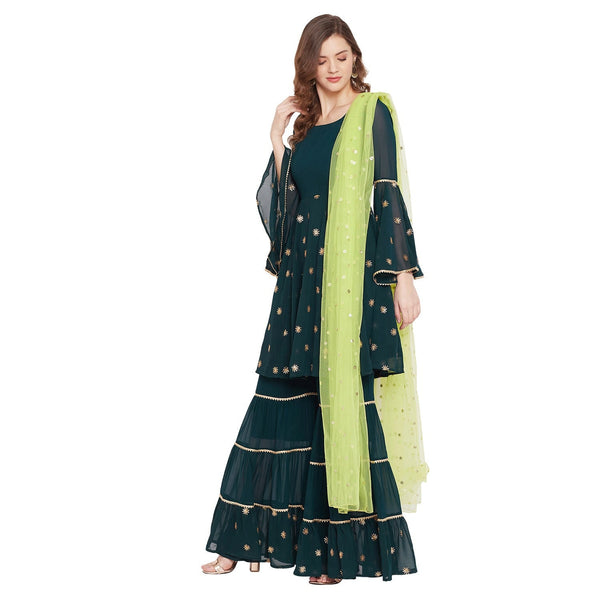 Sequin Embroidered Sharara Suit Set vitansethnics