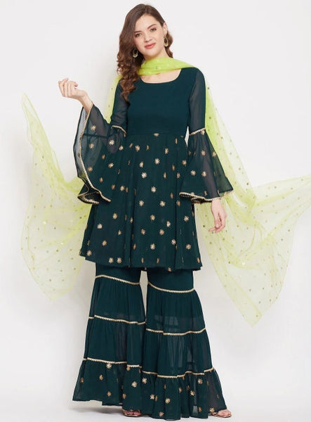Sequin Embroidered Sharara Suit Set vitansethnics