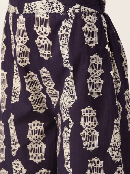Printed Crop Top with Palazzo and Shrug VitansEthnics