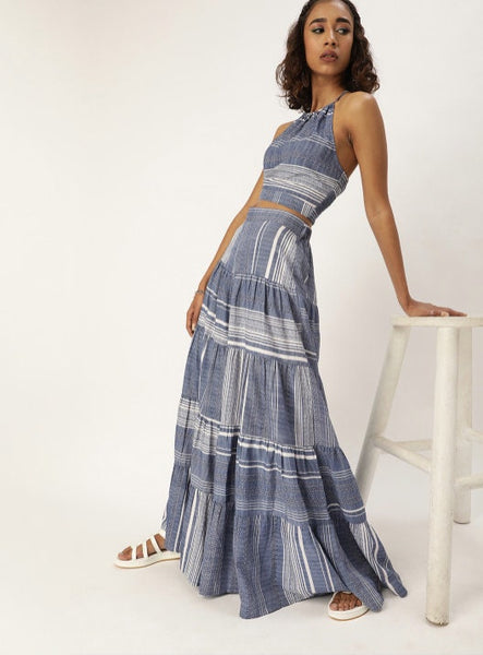 Blue Striped Co-Ords Jumpsuit VitansEthnics