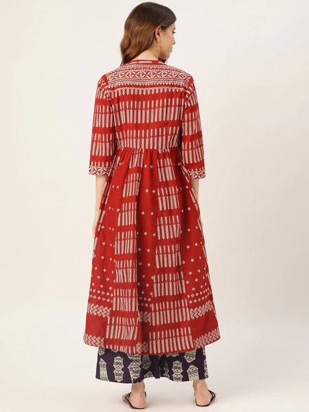 Printed Crop Top with Palazzo and Shrug VitansEthnics
