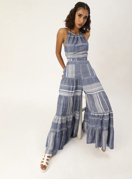 Blue Striped Co-Ords Jumpsuit VitansEthnics