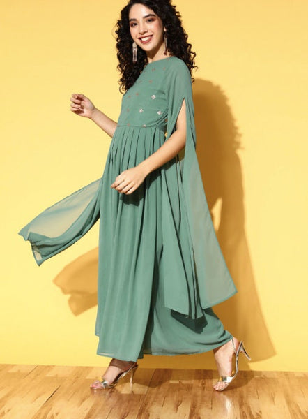 Embroidered Ethnic Motifs Anarkali Dress VitansEthnics
