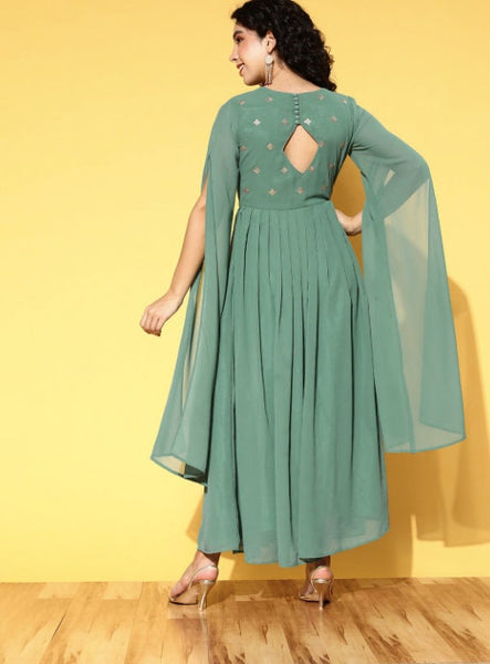 Embroidered Ethnic Motifs Anarkali Dress VitansEthnics