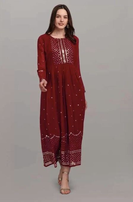 Embellished Indian Maxi Dress VitansEthnics