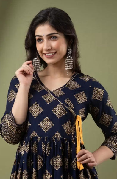 Gold Printed Indian Anarkali VitansEthnics