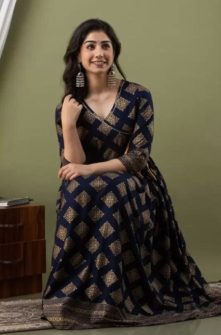 Gold Printed Indian Anarkali VitansEthnics