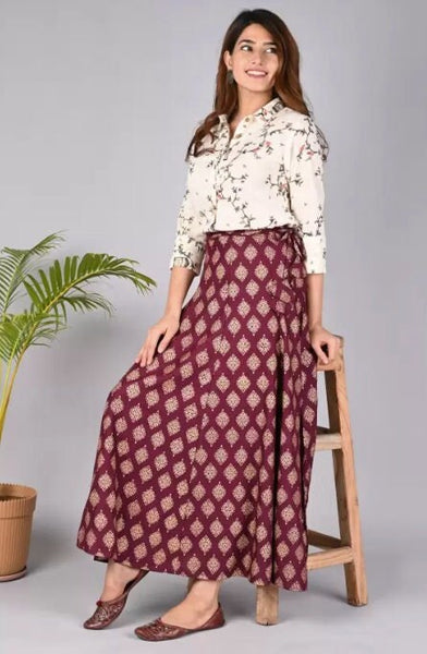 Indian Kurti With Skirt Set For Women, Pure Cotton Kurti Set, Indian Shirt Top With Skirt Set, Indo Western Dress, Printed Indian Dress VitansEthnics