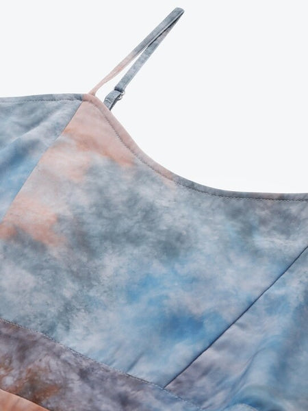Blue and Brown Tie & Dye Printed Smocked A Line Dress VitansEthnics