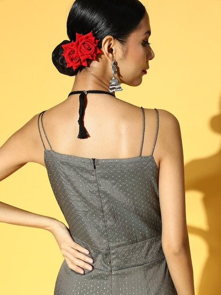Grey Self Design Jumpsuit VitansEthnics