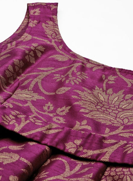 Floral Jacquard Self-Belt Maxi Dress VitansEthnics