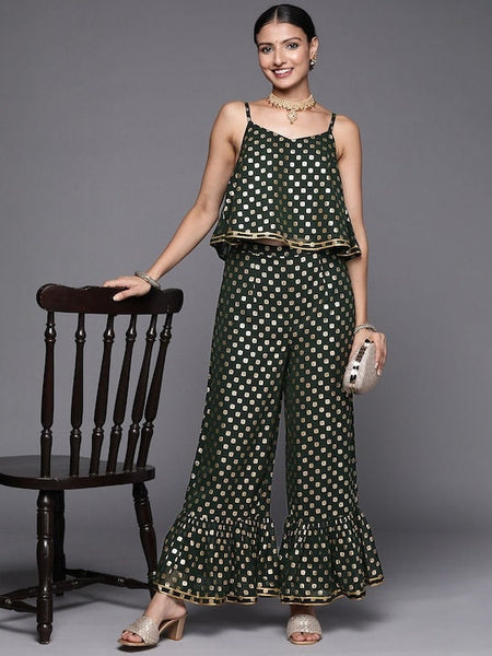 Green & Golden Printed Co-Ord Set VitansEthnics