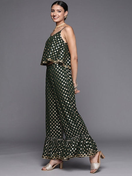 Green & Golden Printed Co-Ord Set VitansEthnics