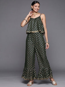 Green & Golden Printed Co-Ord Set VitansEthnics