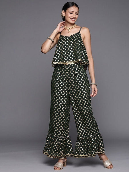Green & Golden Printed Co-Ord Set VitansEthnics