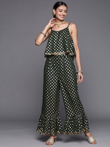 Green & Golden Printed Co-Ord Set VitansEthnics