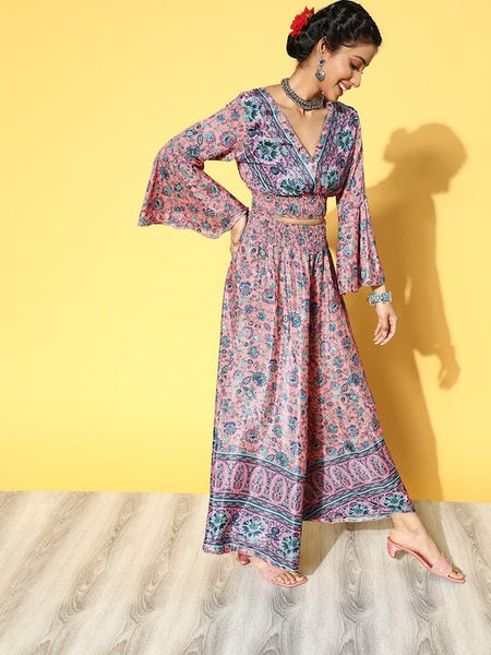 Indian Crop Top With Palazzo Set VitansEthnics