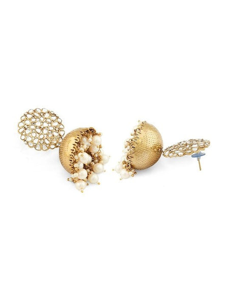 Gold-Toned Contemporary Jhumkas Earrings VitansEthnics