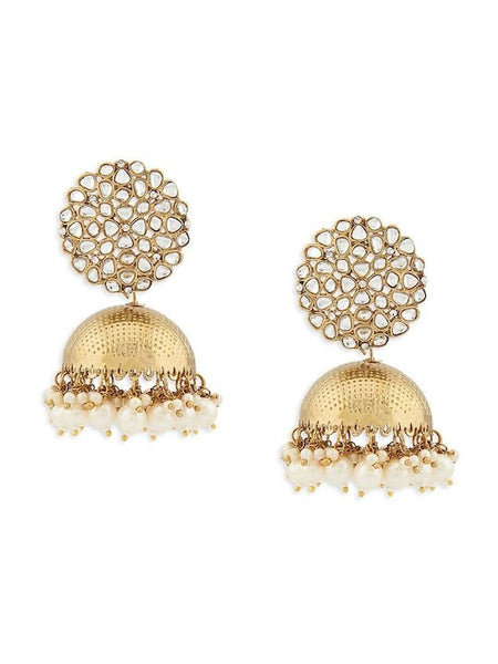 Gold-Toned Contemporary Jhumkas Earrings VitansEthnics