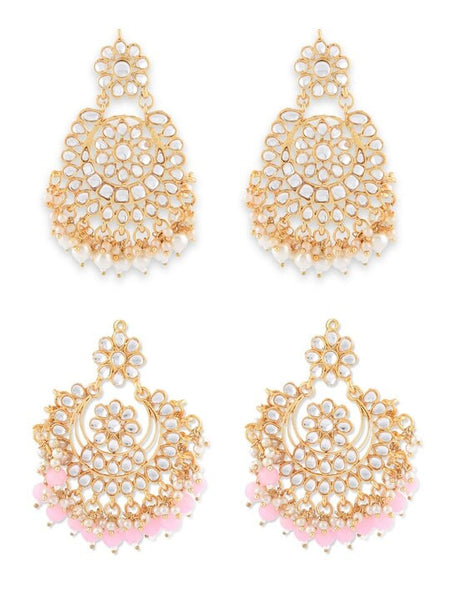 Women Set of 2 Traditional Chandbali Earrings, Ethnic Jhumka, Indian Earrings For Women, Dangle Earrings, Bollywood Style VitansEthnics