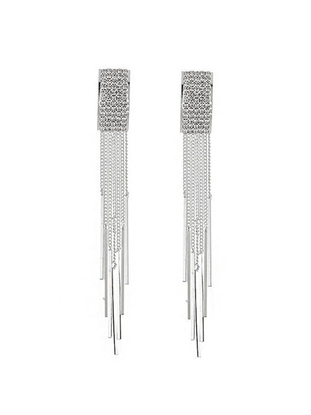 Silver Plated Contemporary Drop Earrings, Indian Earrings For Women, Engagement Earrings, Bollywood Style Earrings VitansEthnics