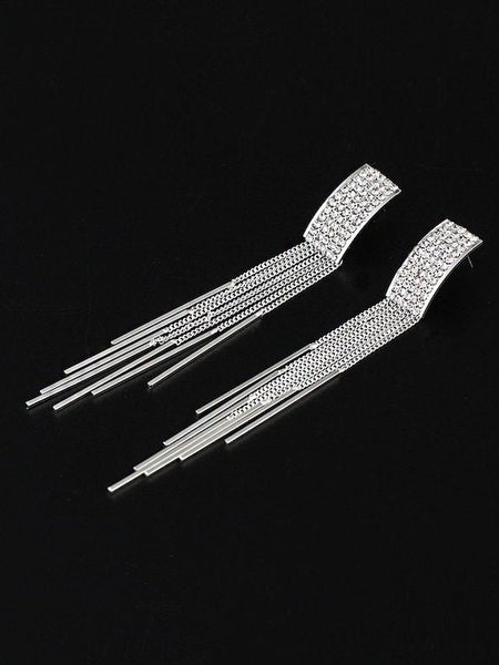 Silver Plated Contemporary Drop Earrings, Indian Earrings For Women, Engagement Earrings, Bollywood Style Earrings VitansEthnics