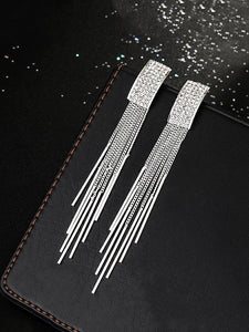 Silver Plated Contemporary Drop Earrings, Indian Earrings For Women, Engagement Earrings, Bollywood Style Earrings VitansEthnics