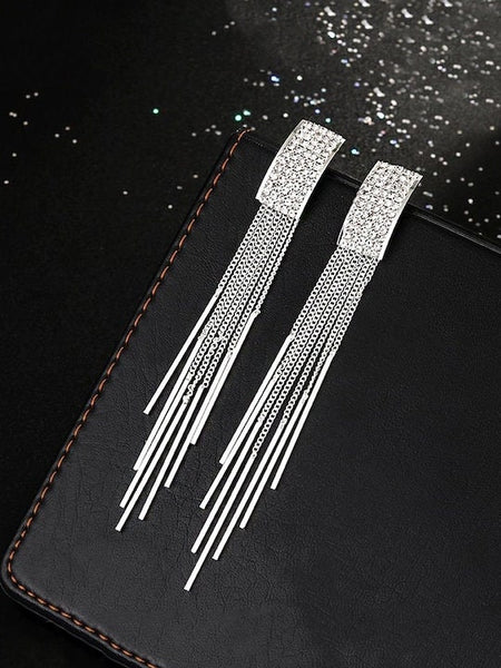 Silver Plated Contemporary Drop Earrings, Indian Earrings For Women, Engagement Earrings, Bollywood Style Earrings VitansEthnics