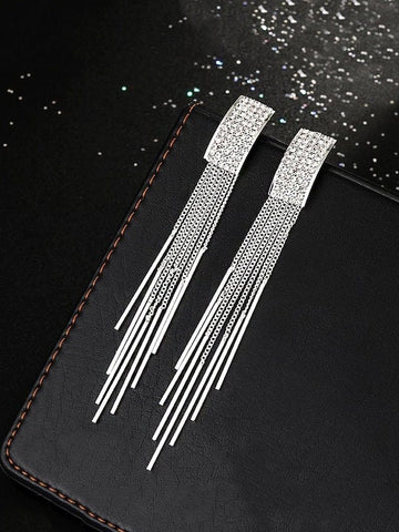 Silver Plated Contemporary Drop Earrings, Indian Earrings For Women, Engagement Earrings, Bollywood Style Earrings VitansEthnics