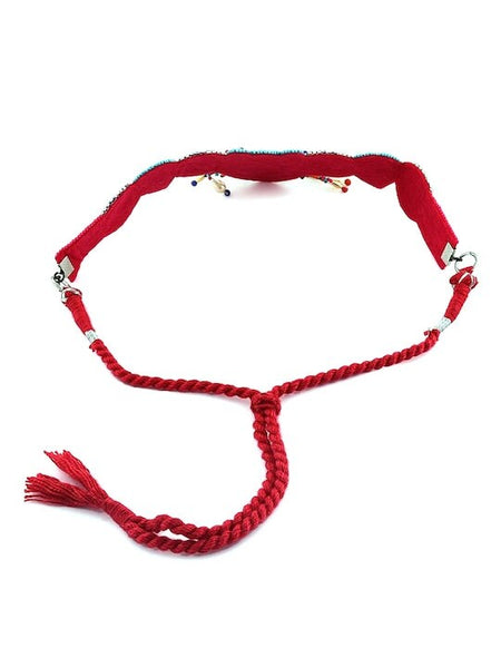 Multicolored Mirror Work Beaded Choker Necklace VitansEthnics