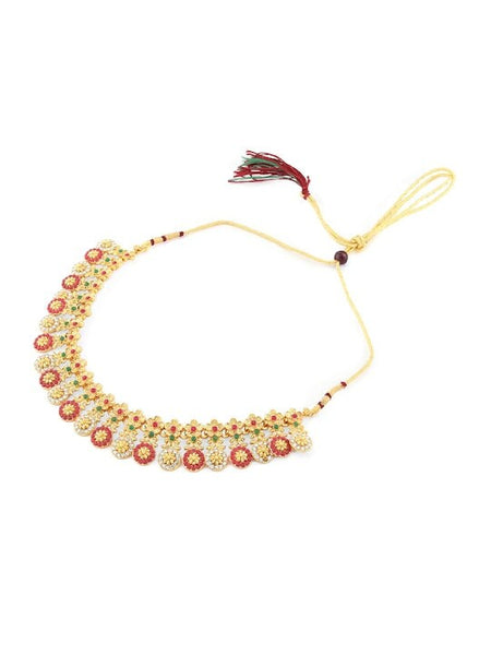 Gold-Plated Ethnic Jewellery Set, Indian Necklace With Earrings Set, Bollywood Jewelry Set, Red Rajasthani Jewellery Set, Traditional Set VitansEthnics