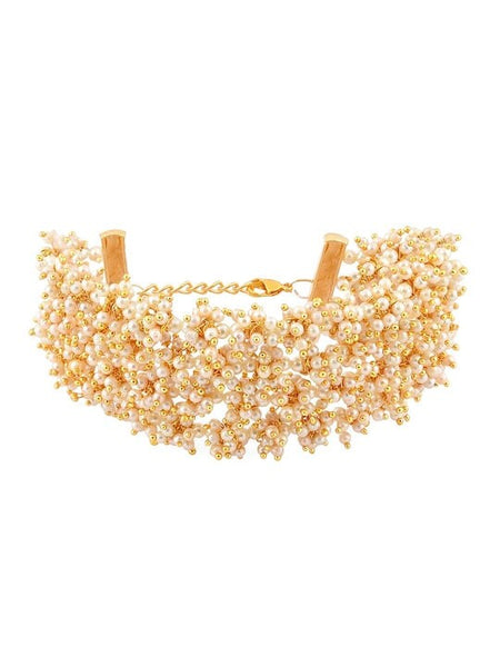 Gold Plated Clustered Pearls Cuff Bracelet For Women, Indian Bracelet, Bracelet For Wedding, Pearl Bracelet VitansEthnics