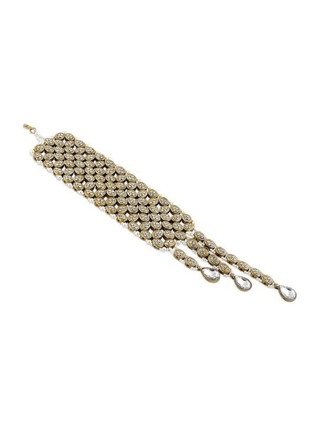 Gold-Plated Studded Wraparound Bracelet For Women, Indian Bracelet, Bracelet For Wedding, Pearl Bracelet VitansEthnics