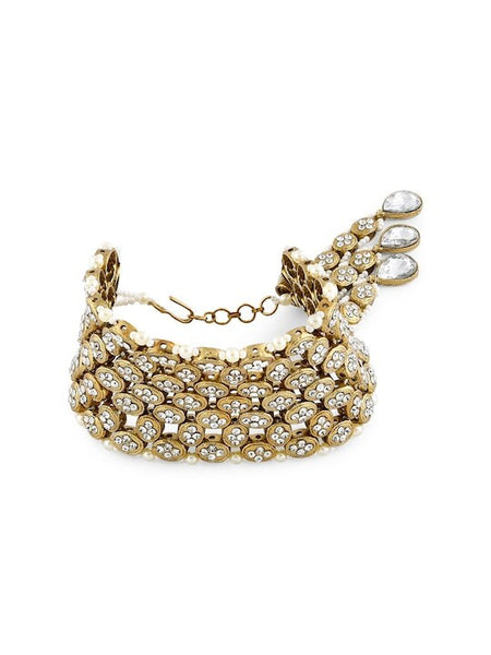 Gold-Plated Studded Wraparound Bracelet For Women, Indian Bracelet, Bracelet For Wedding, Pearl Bracelet VitansEthnics