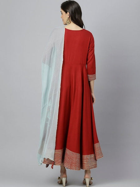 Maroon Gota Patti Cutout Detail Anarkali Kurti with Dupatta For Women, Indian Dress, Indo Western Outfit, Anarkali Dress, Fusion Dress VitansEthnics