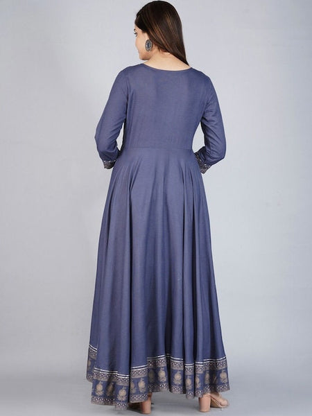 Blue Thread Work Anarkali Kurti For Women, Indian Dress, Indo Western Dress, Anarkali Dress, Indian Gown, Kurta, Fusion Dress, Anarkali Gown VitansEthnics