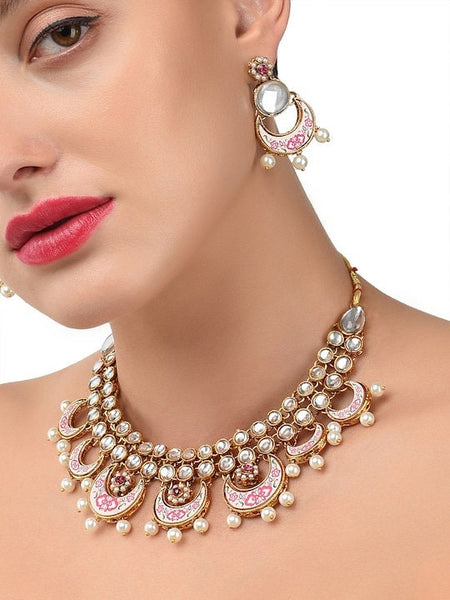 Gold-Toned Kundan Mesmerising Traditional Jewellery Set VitansEthnics